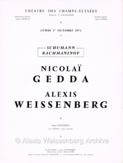 1973 October 1 Programme Champs Elysées Gedda 1