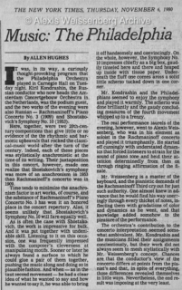 1980 November The NY Times about Rachmaninov 3rd