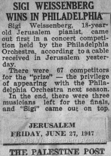 1947 Palestine Post Philadelphia Competition