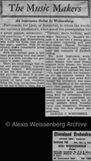 1948 New York Times: Town Hall debut Recital