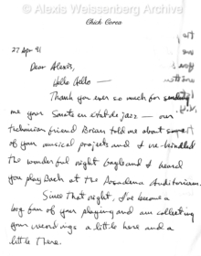 1991 Chick Corea letter front