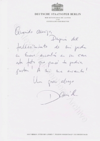 Letter from Daniel Barenboim 