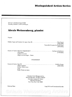 1979 October The 92nd Street Y, Kaufmann Concert Hall, Recital 2