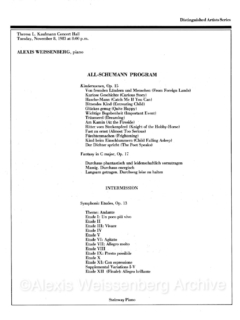 1983 November The 92nd Street Y, Kaufmann Concert Hall, Schumann Recital 1