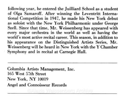 1983 November The 92nd Street Y, Kaufmann Concert Hall, Schumann Recital 4