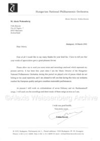 2002 Letter from Zoltan Kocsis