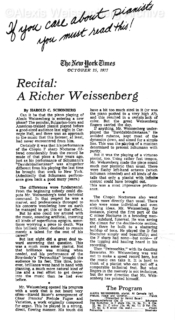 1977 October The New York Times review by Harold C. Schonberg 