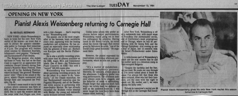 1984 November The Star-Ledger New Jersey review