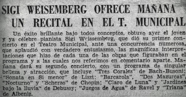 1948 Santiago de Chile Recital Teatro Municipal