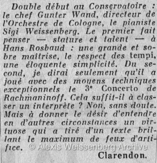 1949 Paris Rachmaninov 3rd Gunter Wand