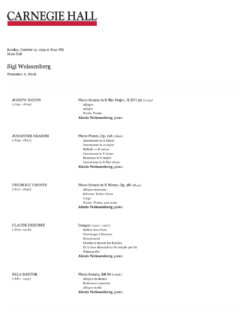 1952 October Recital Carnegie