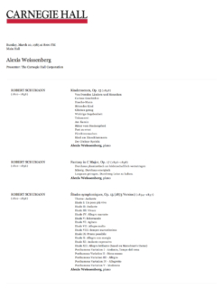 1985 March Schuman Recital Carnegie