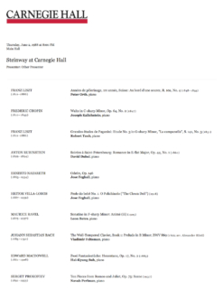 1988 June Steinway Anniversary Carnegie part 1
