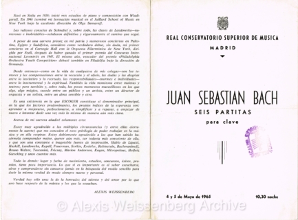 1965 May Madrid Conservatory Bach recital 1